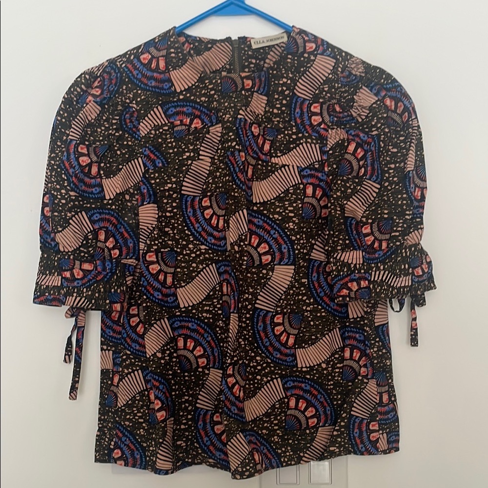 Ulla Johnson Black and Blue Patterned Blouse